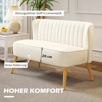 2-Seater Sofa, Cream White, Soft Padding, 220 kg Capacity