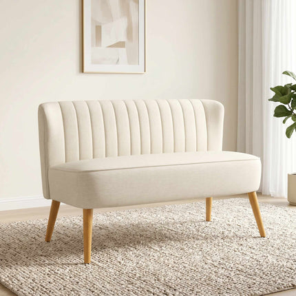2-Seater Sofa, Cream White, Soft Padding, 220 kg Capacity