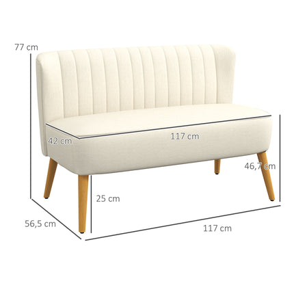 2-Seater Sofa, Cream White, Soft Padding, 220 kg Capacity