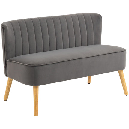 2-Seater Sofa, Dark Grey, Durable Fabric, Wooden Legs