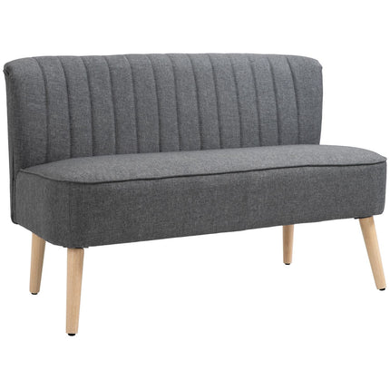 2-Seater Sofa, Linen Look, Wood Frame, 117 cm, Gray