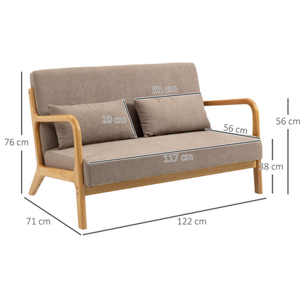 2-seater loveseat in velvet look with cushions, light grey