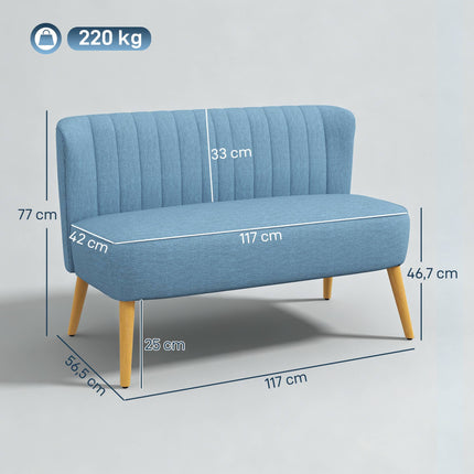 2-Seater Sofa, Soft Cushioning, Easy-Care Cover, Blue
