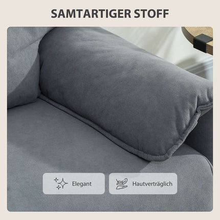 2-Seater Sofa, Thick Cushions, Velvet Upholstery, Black