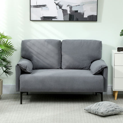 2-Seater Sofa, Thick Cushions, Velvet Upholstery, Black
