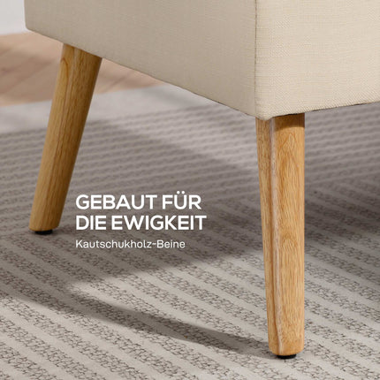 2-Seater Sofa, Tufted Back, Wood Legs, Linen Look, Beige