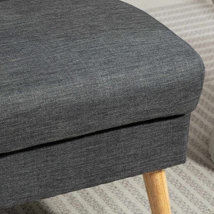 2-Seater Sofa, Tufted Back, Wood Legs, Linen Look, Grey