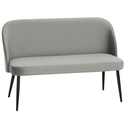 2-Seater Sofa, Velvet Fabric, Metal & Wood Frame, Gray