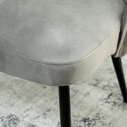 2-Seater Sofa, Velvet Fabric, Metal & Wood Frame, Gray