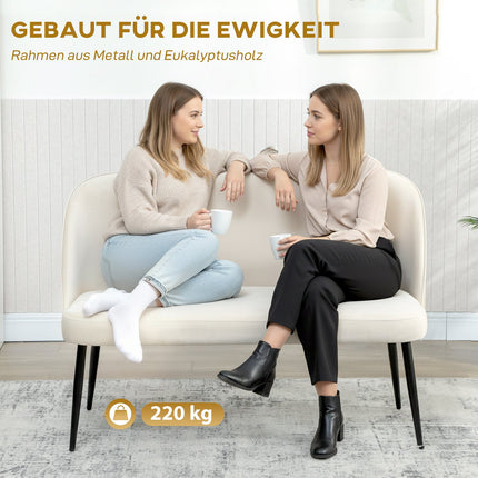 2-Seater Sofa, Velvet-Like Fabric, Metal & Wood Frame, Beige