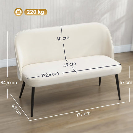 2-Seater Sofa, Velvet-Like Fabric, Metal & Wood Frame, Beige