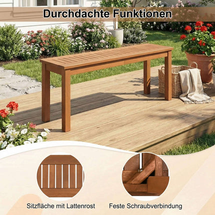 2-Seater Wooden Garden Bench, Teak Oil Finish, 120cm