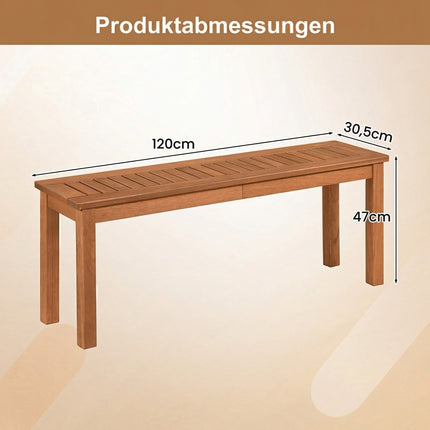 2-Seater Wooden Garden Bench, Teak Oil Finish, 120cm