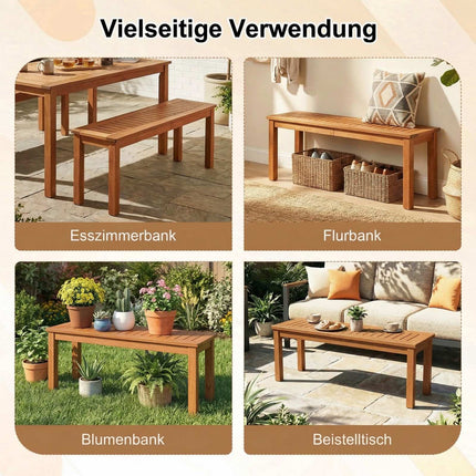 2-Seater Wooden Garden Bench, Teak Oil Finish, 120cm