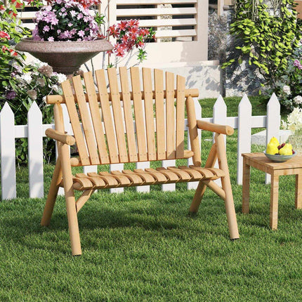 2-Seater Wooden Garden Bench with Armrests, 300kg Capacity
