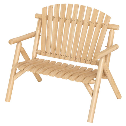 2-Seater Wooden Garden Bench with Armrests, 300kg Capacity
