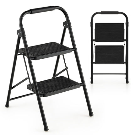2-Step Folding Ladder with Padded Handle, 47x39x71 cm, Black