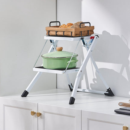 2-Step Folding Steel Step Stool, 150 kg, Wide Anti-Slip