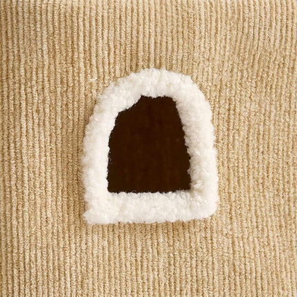 2-Storey Cat House with Sisal Post & Toys - Beige