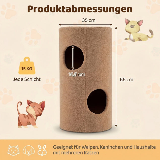 2-Story Cat House with Sisal Scratch Mat and Hideaway Cave