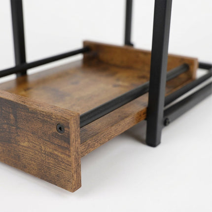 2-Tier Brown Spice Rack with Hooks & Pull-Out Drawer