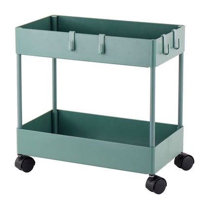 2-Tier Dark Green Serving Trolley with Wheels
