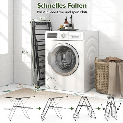 2-Tier Folding Clothes Drying Rack with Adjustable Wings