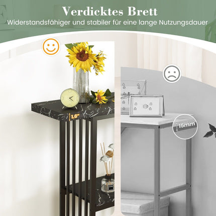 2-Tier Marble-Look Console Table with Metal Frame