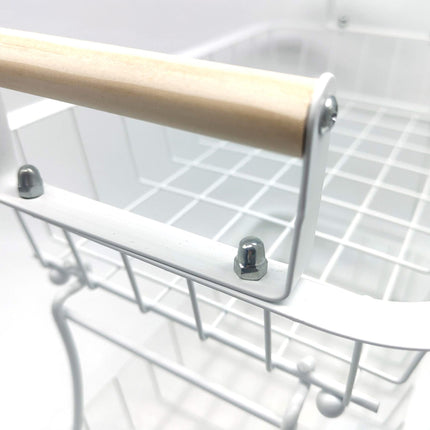 2-Tier Metal Fruit Basket with Wooden Handles