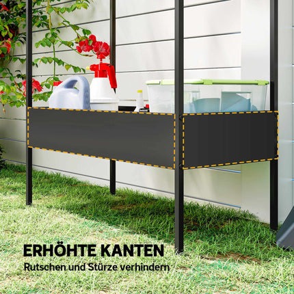 2-Tier Metal Plant Stand with Hook, 150 cm Tall, Black