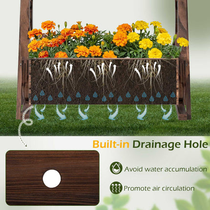 2-Tier Raised Wagon Planter, Fir Wood, Drainage Holes