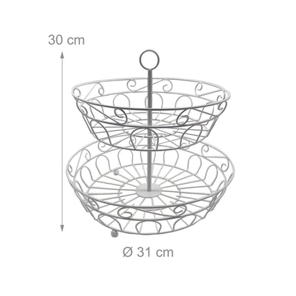 2-Tier Round Fruit Bowl Stand – Open Lattice Design