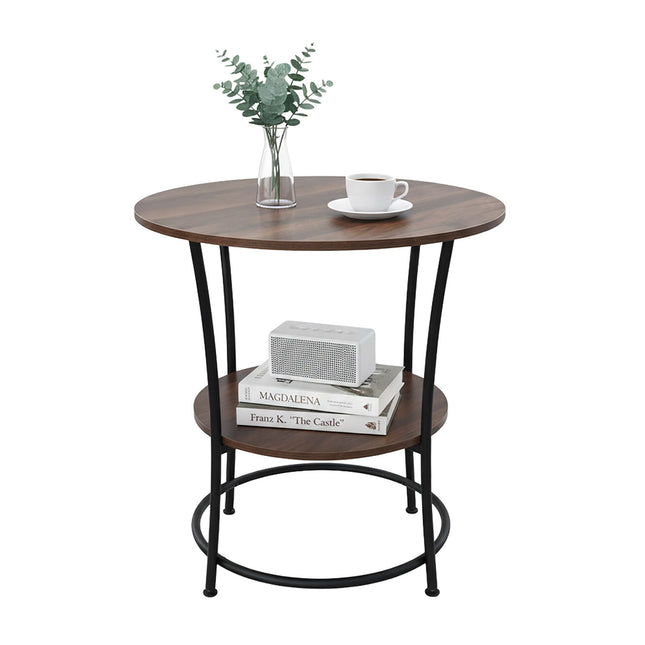 2-Tier Side Table, Wood-Effect Top, Metal Frame