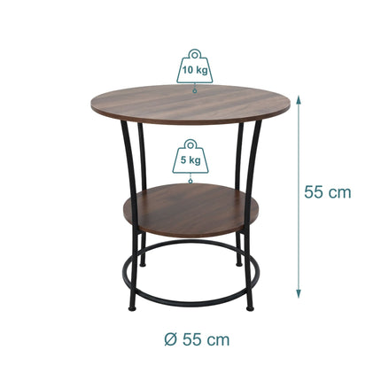2-Tier Side Table, Wood-Effect Top, Metal Frame
