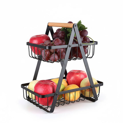 2-Tier Wire Fruit Bowl Stand – Square Design