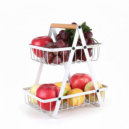 2-Tier Wire Fruit Bowl Stand for Kitchen Counter