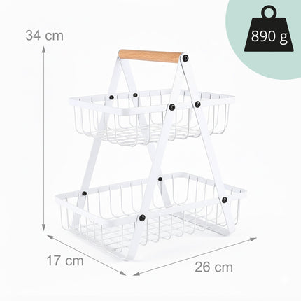 2-Tier Wire Fruit Bowl Stand for Kitchen Counter