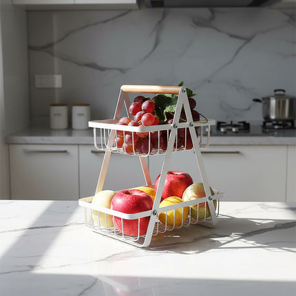 2-Tier Wire Fruit Bowl Stand for Kitchen Counter