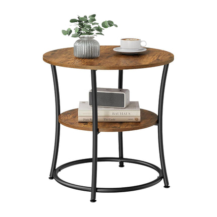 2-Tier Wood-Effect Side Table with Metal Frame