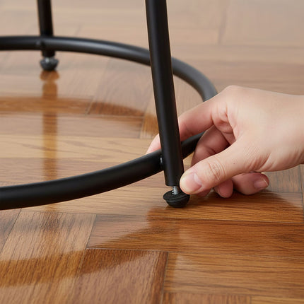 2-Tier Wood-Effect Side Table with Metal Frame