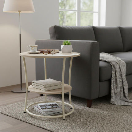 2-Tier Wood-Effect Side Table with Metal Frame