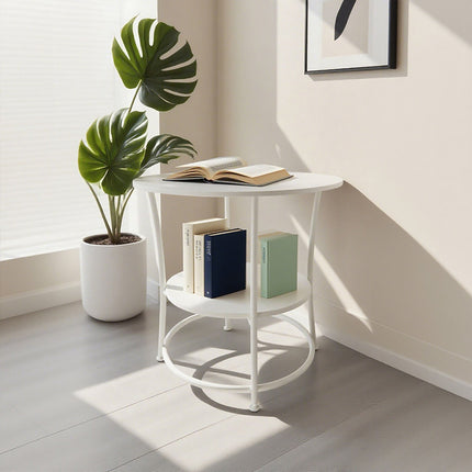 2-Tier Wood-Effect Side Table with Metal Frame