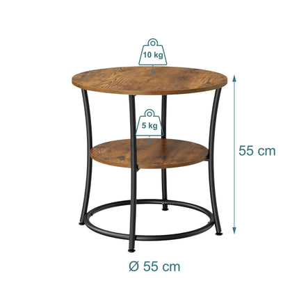 2-Tier Wood-Effect Side Table with Metal Frame