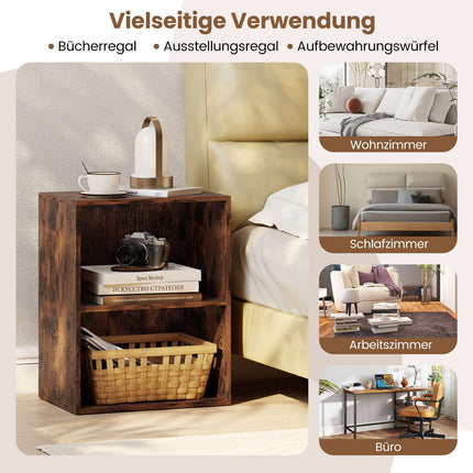 2-Tier Wooden Bookshelf, Adjustable Shelves, Rustic Brown