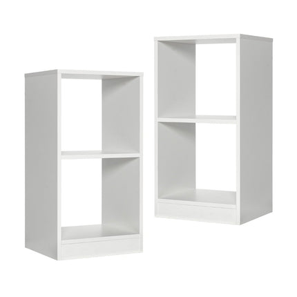 2-Tier Wooden Bookshelf Set with Anti-Tip, White