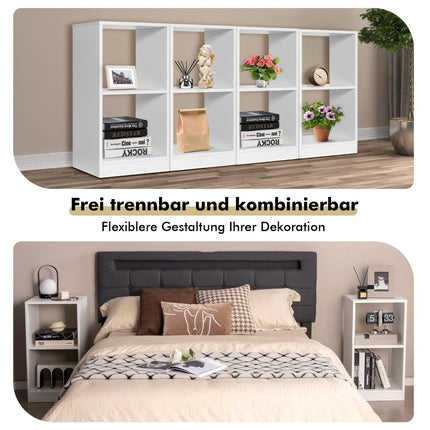 2-Tier Wooden Bookshelf Set with Anti-Tip, White