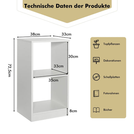 2-Tier Wooden Bookshelf Set with Anti-Tip, White