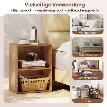 2-Tier Wooden Bookshelf with Adjustable Shelves, 42x29.5x53.5 cm