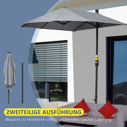 Half-round Balcony parasol 2x2m, Waterproof Dark grey