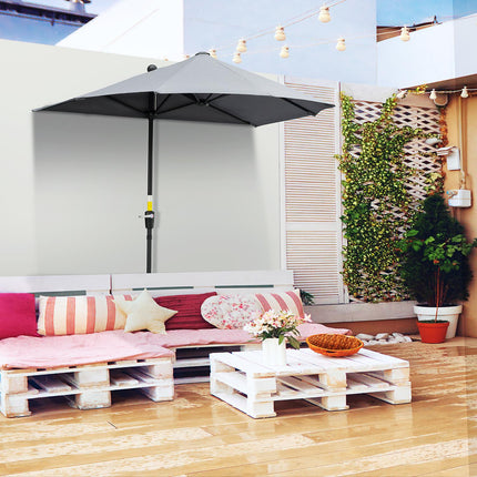 Half-round Balcony parasol 2x2m, Waterproof Dark grey